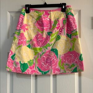 Lilly Pulitzer Vibrant Reversible Floral A-Line Skirt - Pink, Yellow, Green